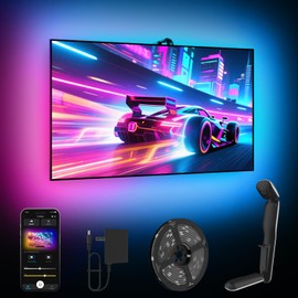 GIPOYENT TV LED Backlight with Camera, 20.34FT RGB Lights Sync to Screen for 65–100 Inch TVs, Smart App Control, Music Sync Color Changing LED Strip Lights for Gaming, Movies, Bedroom