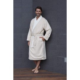 Mansfield, Unisex Spa Microfiber Shimmer Lined Shawl Collar Robe, Champagne, 2X