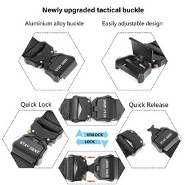 STAY GENT Tactical Belt for Men, Black Quick Release Military Style Belts with Buckle, Heavy Duty Nylon Webbing Work Belt for Outdoor Activities and Utility