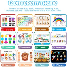 Libro Ocupado para Niños, juguetes educativos sensoriales para el autismo, Juguetes Didactico Sensoriales con 12 Temas, Montessori Actividades de Aprendizaje Preescolar, Navidad Cumpleaños Regalos