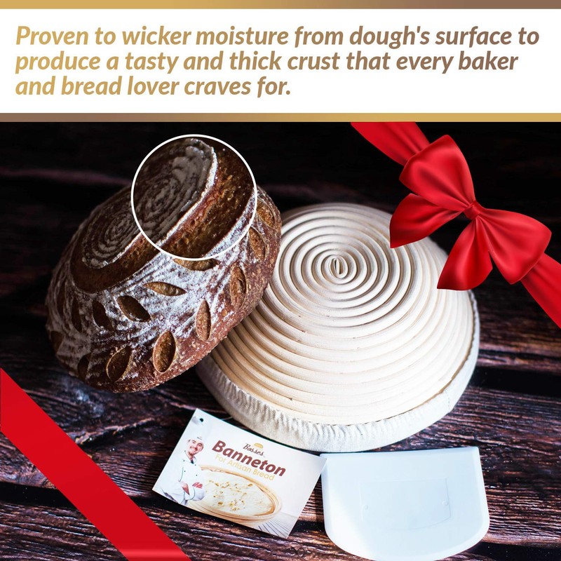 9 Inch Bread Banneton Proofing Basket - Baking Bowl Dough