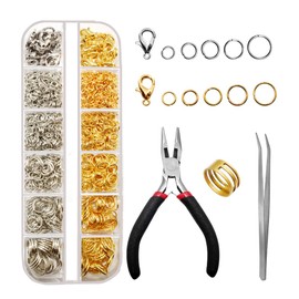 Open Jump Ring and Lobster Clasp Kit Jump Rings for Jewelry Making Supplies and Necklace Repair, with Jump Ring Pliers (1200)
