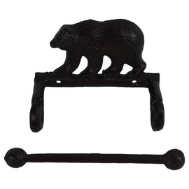 Treasure Gurus Black Metal Wall Mount Bear Toilet Paper TP Roll Holder Rustic Cabin Bath Decor