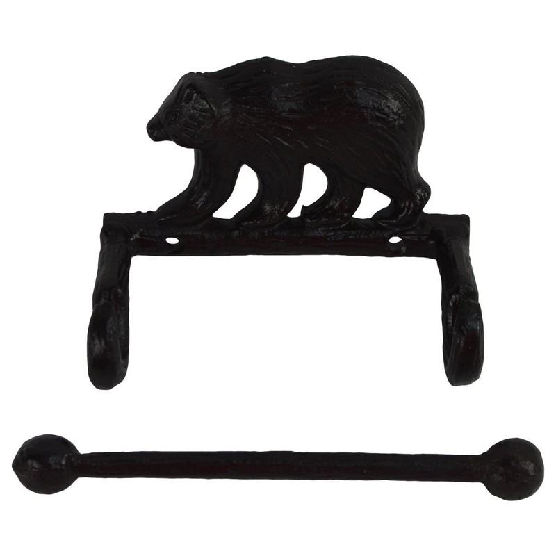 Treasure Gurus Black Metal Wall Mount Bear Toilet Paper TP