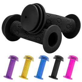 CycForge ​​Bike Handlebar Grips - Soft Non-Slip Kids Universal for Boys Girls, Paw Print & Solid Colours, Bike, MTB, Scooter Grip​​（Black）
