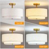 QHANTOMIZE 16" Semi Flush Mount Ceiling Light Fixture, 3-Light Black