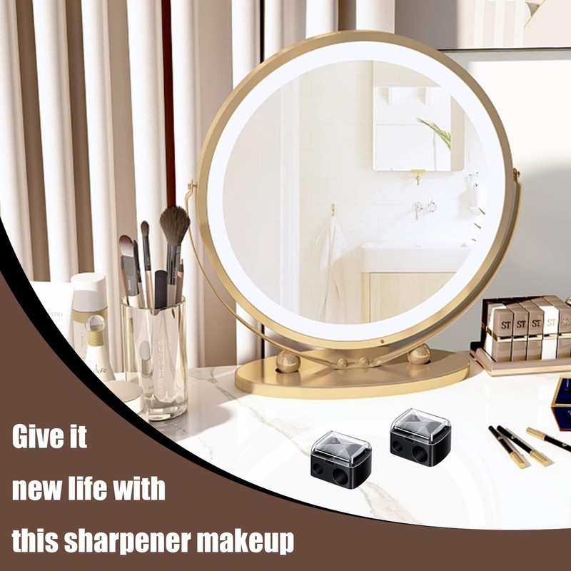 2 Pcs Eyeliner Sharpener,2 Holes Makeup Sharpener,Make up Pencil Sharpener,Eyebrow