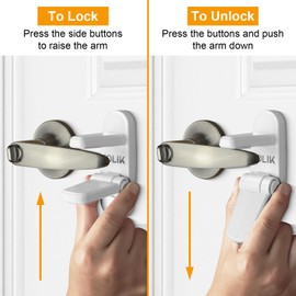Jolik Improved Childproof Door Lever Lock(4 Pack) - Child Door Handle Lock, Easy to Install and No Drill, No Screw