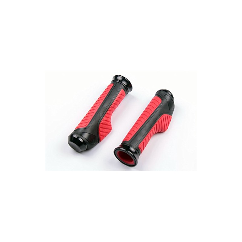 MotorToGo Red Aluminum Handlebar Gel Hand Grips W/End Cap Compatible