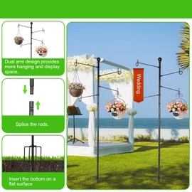 Shepherd Hooks for Outdoor, 62.6" Bird Feeder Pole with 5 Prongs Base,Outdoor Hanging Hooks for Hanging Plants,Flower Basket,Solar Light Lantern,Bird Nests,Wind Chimes,Hummingbird Feeder