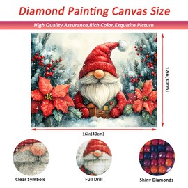Auremi Gnome Diamond Painting Kits for Adults,5D Diamond Art Kits for Beginners,Round Full Drill Christmas Diamond Painting Art,DIY Painting by Numbers Diamond Art Painting 12x16 inch