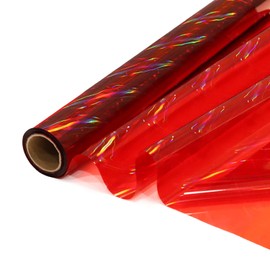 CMFYHM Iridescent Red Cellophane Wrap Roll I 34 In Wide X 50 Ft Long I Colorful Cello Perfect For Baskets,Gifts, Treats,Birthday Holiday Wedding Floral, Party Arts Crafts Decoration (Red)