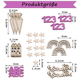 Gleemix Einschulung Konfetti Holz 30 Stück, Schulkind Schulanfang Deko mit 7 Mustern, Tischdeko, Streudeko, Tischdekoration für Schuleinführung Schulanfang Einschulung Mädchen, Rosa