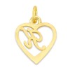 Dainty Solid 10k Gold Heart Initial Charm with Jump Ring