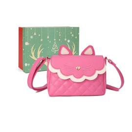 Gladdon Cat Shoulder Bag Crossbody Bag Cute Small Messenger Bag Adjustable Shoulder Strap Purse for Teenage Girls Women, Dark pink