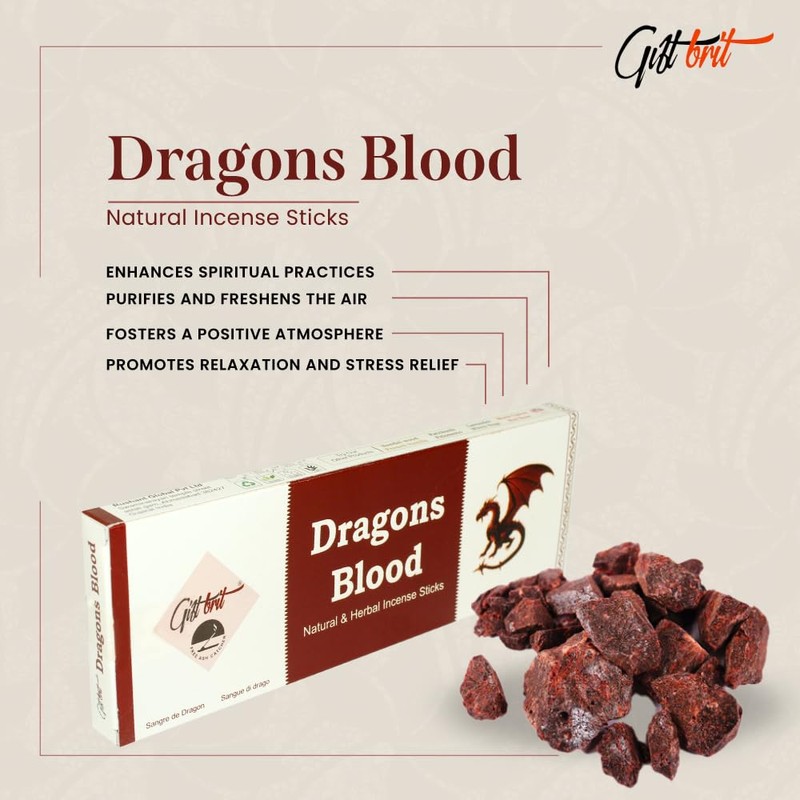 Giftbrit Dragons Blood Natural & Herbal Incense Sticks 100 Sticks