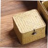 BUGUUYO 1pc Natural Seaweed Woven Storage Box Lid Square Desktop