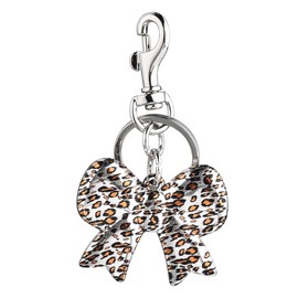 IKANOO Leopard Bowknot Bag Charms Keychain for Women Bow Bag Purse Charms For Handbags Backpack Mother's Day Graduation Gift (Leopard Bowknot)