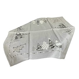 Glittering Christmas Tablecloth with Christmas Tree and Stars in Elegant Grey 85 x 85 cm