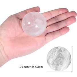 KYEYGWO Natural Rose Quartz Crystal Ball Figure with Wooden Stand, Polished Round Stone Ball Sculpture Fengshui Ornament Gemstone Fortune Telling Ball House Decor for Reiki Healing, Wicca, 45-50 mm