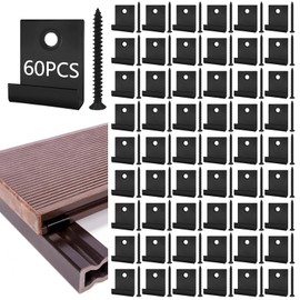 JJWNMLL Composite decking Clips 60 pcs - Hidden Starter Fastener Board Clip with self-Tapping Screw DIY Hardware(60 pcs, Hidden Composite decking Clips)