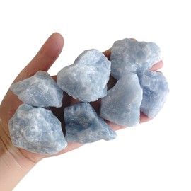 1 lb Blue Calcite Bulk Raw Crystals and Healing Stones Crystals for Tumbling, Wire Wrapping, Wicca Reiki,Meditation