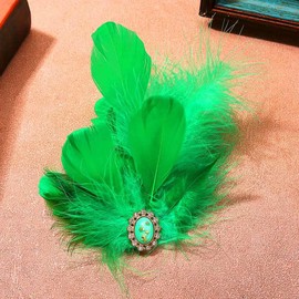 GENBREE 1920s Feather Hair Clip Green Flapper Headband Fascinator Headpiece Hair Accessories for Women