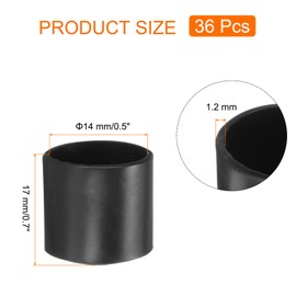 sourcing map 36pcs Round Chair Leg Caps 14mm/0.55" PVC Chair Leg Floor Protectors Non-Slip Chair Feet Covers for Hardwood Floors Furniture Protectors, Black