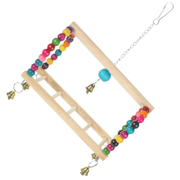 Sosoport Bird Swing Toy Wooden Bead Bridge Large Parrot Swing