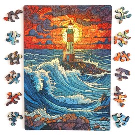 Gorgeous Games "Stormy Seas" 117 Pieces Wooden Jigsaw Puzzle | Contemporary Designs | 18cm x 26cm Premium Wood Puzzle | Jigsaw Puzzle For Adults | Wood Jigsaw Great Xmas Present For Him For Her