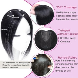 Sexycat Hair Toppers for Thinning Hair Women Human Hair Natural Black Clip in Hairpieces Human Hair Top of Head Fluffy Without Bangs