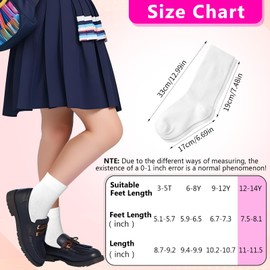 Ouligay 3 Pairs White Socks for Girls Toddler Kids Crew Socks Athletic Mid Calf Cut for School Uniform Dress Socks Seamless Crew Ankle Cotton for Kids