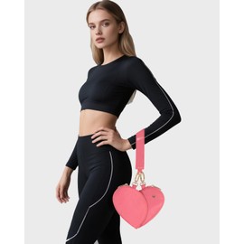 LIERWOI Dual Pouch Wristlet Heart for Women, Stylish Keychain Wristlet, Portable Coin Purse Wallet for Shopping (A-Pink)