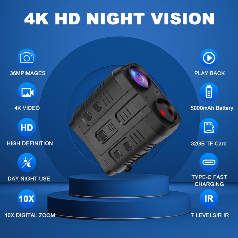 Night Vision Goggles - 4K Night Vision Binoculars with 10X