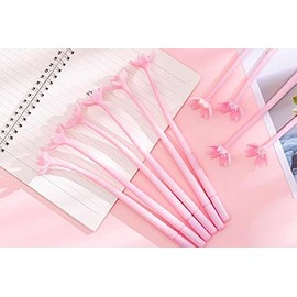 AKOAK 6 Pcs Creative Cherry Blossom Gel Ink Pens Stationery Writing Party Decoration, Office Supplies, Black Ink 0.5 mm (Pink)