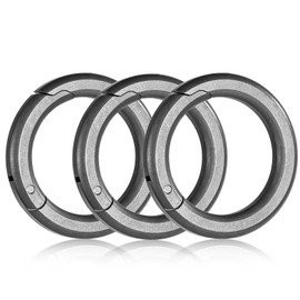 TIMULTI Round Shape Carabiner Key Holder, Stylish, Titanium, Lightweight, Small, One-Touch Storage, grey titanium