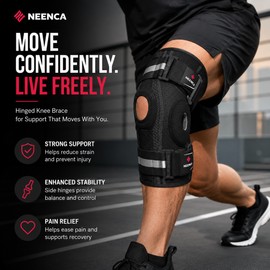Hinged Knee Brace for Daily & Sports Support – Adjustable Neoprene Knee Stabilizer with Side Supports