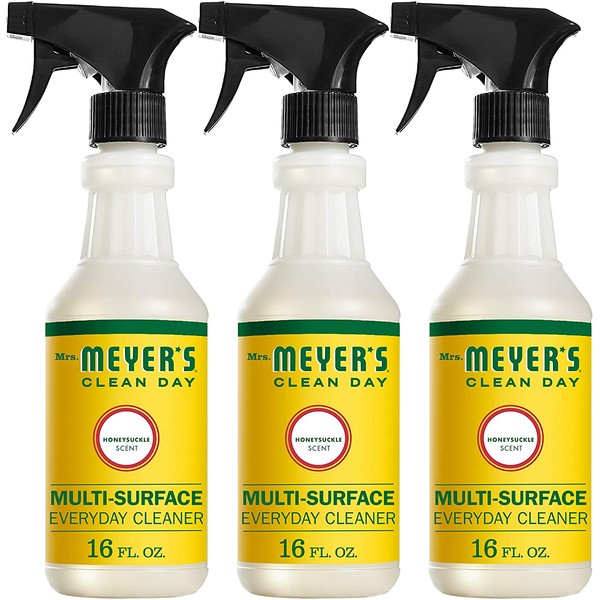 Mrs. Meyer's Clean Day Multi-Surface Everyday Cleaner, Cruelty Free Formula, Honeysuckle Scent, 16 oz- Pack of 3