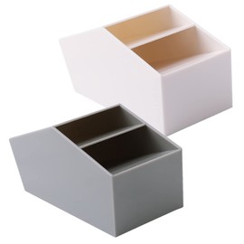 GRIRIW 2pcs Multifunctional Desktop Storage Boxes Stylish Pen Holder for Office and Student Use Creative Clutter Organizer Grey and Practical Design