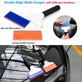 EHDIS 2PCS Double Edge Blade Small Rubber Squeegee 5-inch Handy Window Shower Squeegee Auto Water Blade for Car Windshield, Window, Mirror, Glass Door, Ice Snow Removal Scraper Tool