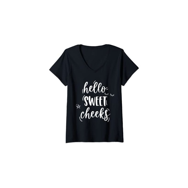 Women's Hello Sweet Cheeks V-Neck T-Shirt, black