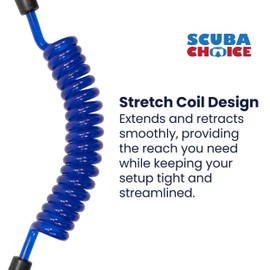 Scuba Choice Scuba Diving Shark Coil Lanyard with Snaps and Quick Release Buckles, Blue