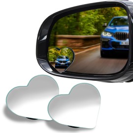 HQRNYP Heart Shaped Blind Spot Mirrors for Cars, Car Side Blind Spot Mirror, Convex Rearview Mirror for Enhanced Safety, Frameless Glass Convex Blind Spot Stick-on Mirrors Accessories for Cars Suvs