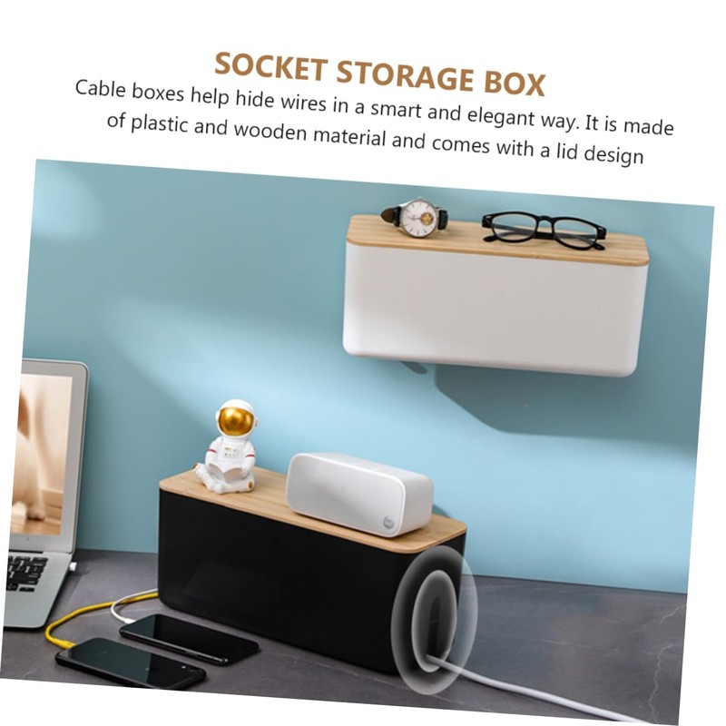 KOMBIUDA Charging Cable Storage Box Durable Plastic Cord Management Organizer