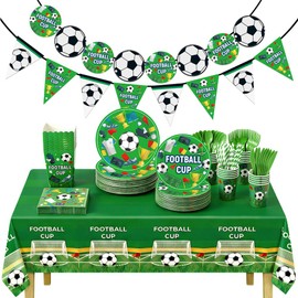 Juego de vajilla de 2026 Futbol Fiesta, Decoraciones de fiesta de fútbol, Placas de fútbol, mantel, servilletas, tazas, pancarta