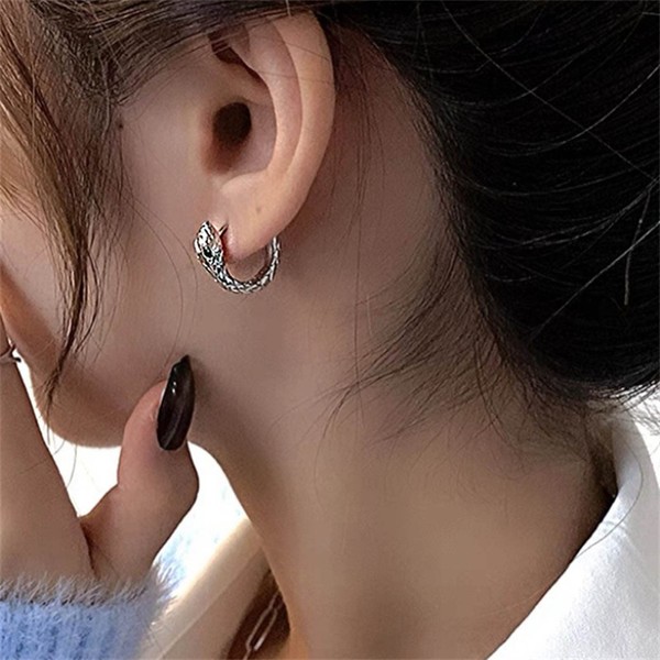 Aneneiceera Snake Earrings Tiny Snake Ear Cuff Silver Huggie Serpent