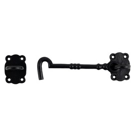 SKANDH 6" Heavy Duty Iron Hook and Eye Latch for Gate Door Window, Hook with Mounting Screws Antique Black Powder Coated