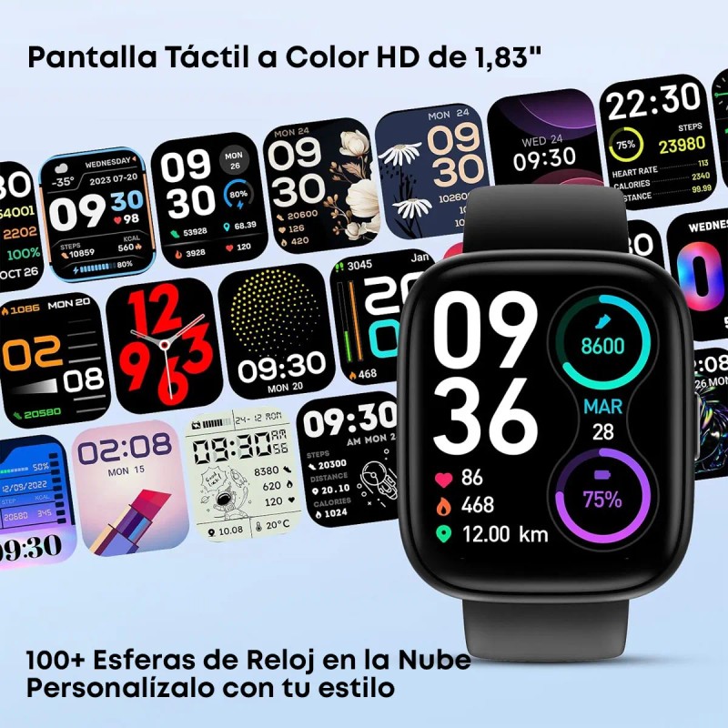 Reloj Inteligente 1.83 Alexa Bluetooth Llamada Smartwatch Idw26 Con Correa