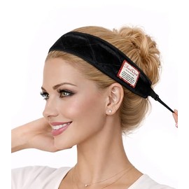 Diadema Antideslizante Ajustable para Peluca, Bufandas y Cubiertas de Cabeza (Terciopelo Negro, 1 Unidad)