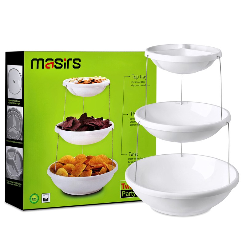Masirs 3-Tier Collapsible Bowl: Decorative Design Folds for Minimal Storage.